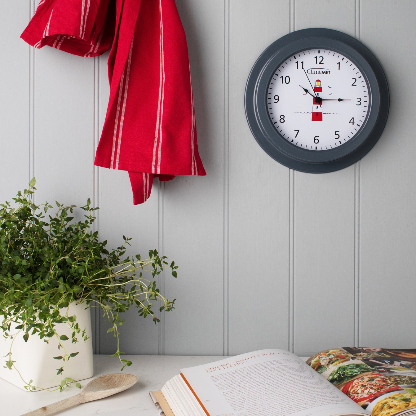 ClimeMET CM4120 Red Lighthouse Wall Clock