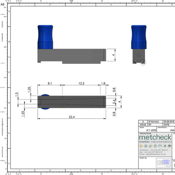 Metcheck Blue Fibre Tip Recording Pen