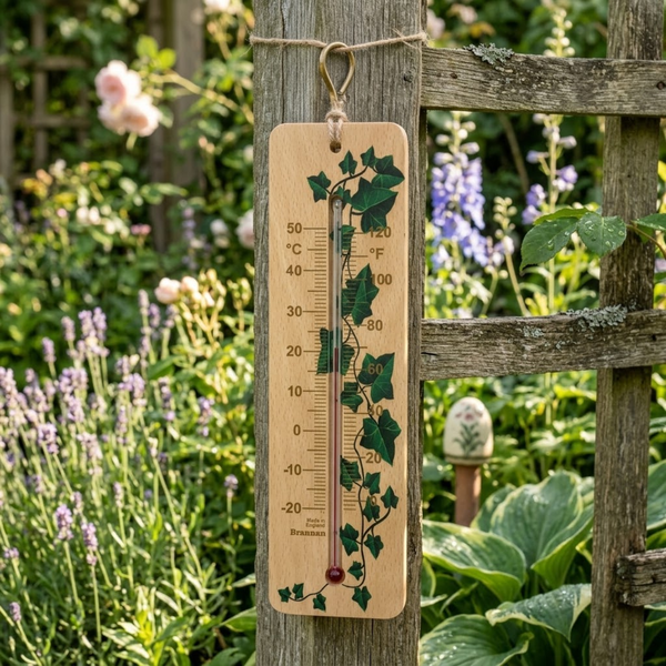 Brannan Ivy Wood Wall Thermometer