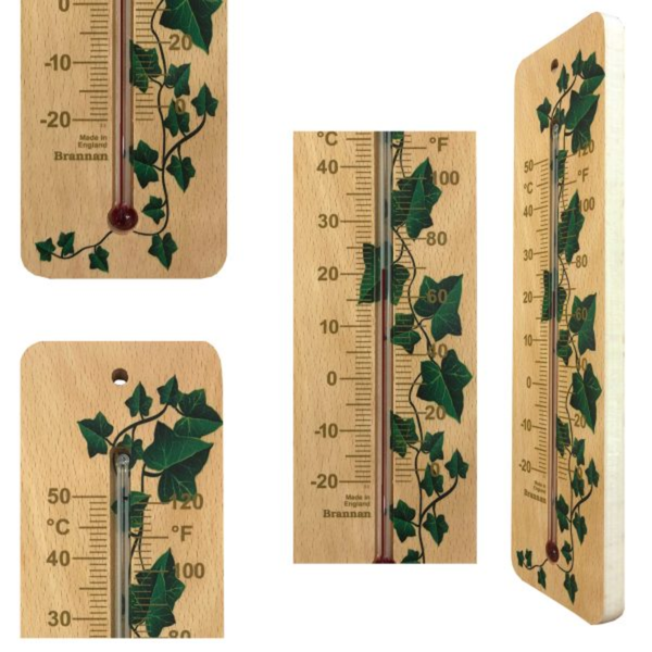 Brannan Ivy Wood Wall Thermometer