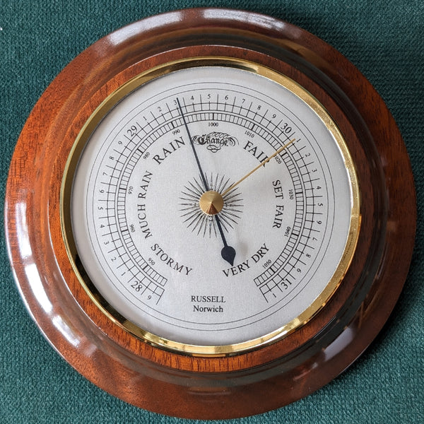 Barometer Ruler Russell Scientific 4-inch Mahogany Barometer - Metcheck