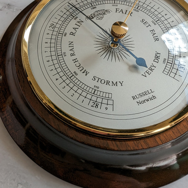 Barometer Ruler Russell Scientific 4-inch Mahogany Barometer - Metcheck