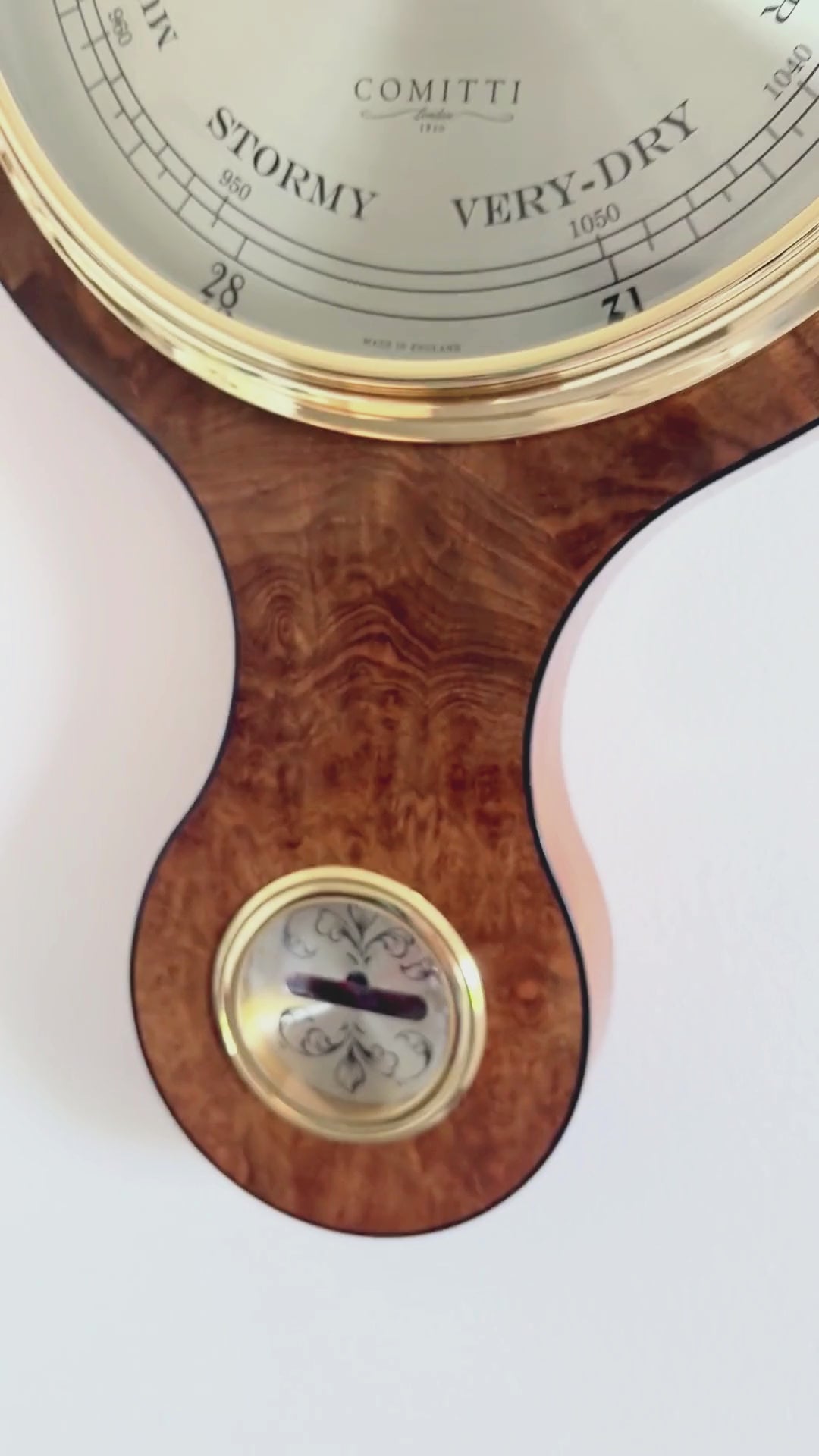 Comitti of London Regency Barometer With Clock